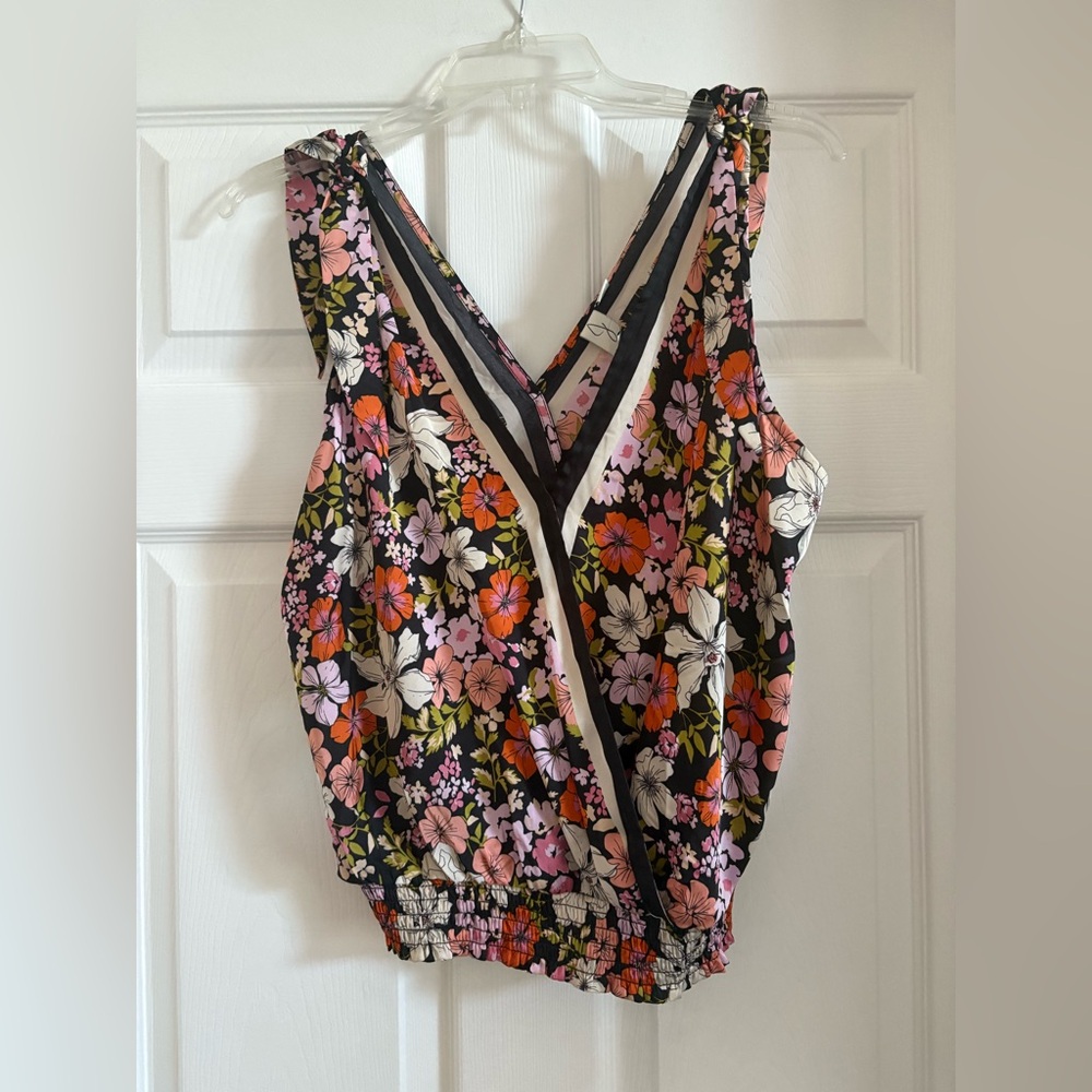 Joie Black Floral Sleeveless Blouse